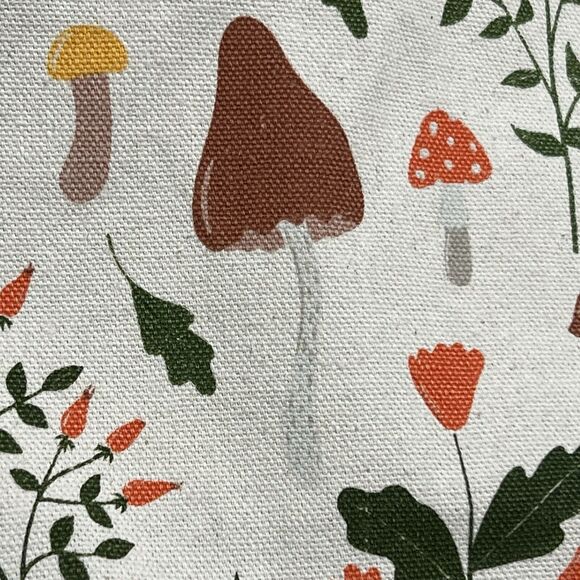 Eccolo MUSHROOM POM POM Reusable Tote Cotton Canvas Bag Multi Botanical - Picture 11 of 12